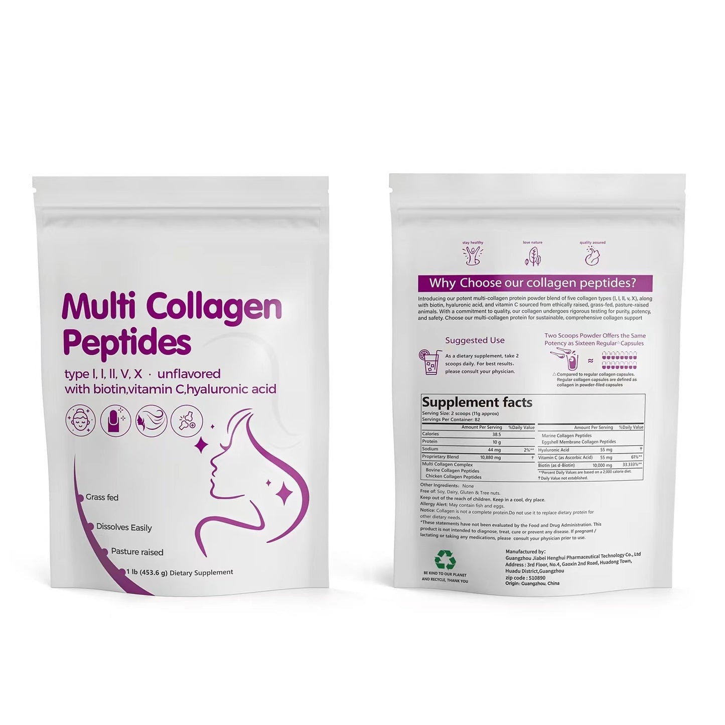 Multi Collagen Peptides Powder – Skin, Hair, Nails, Joints & Gut Support