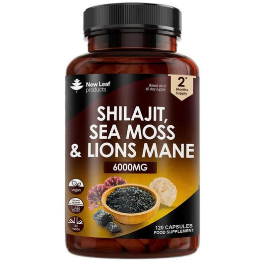 Shilajit, Sea Moss & Lion’s Mane Capsules – Energy, Focus & Vitality (90 | 120 | 180 Count)