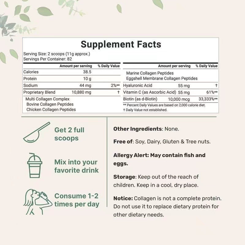 Multi Collagen Peptides Powder – Skin, Hair, Nails, Joints & Gut Support