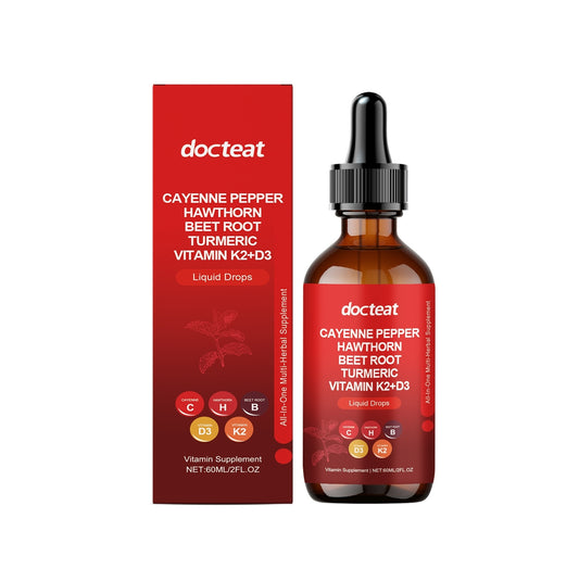 Cayenne Pepper, Hawthorn, Beet Root, Turmeric & Vitamin K2 + D3 | Liquid Drops for Heart & Circulation Support