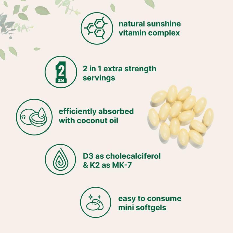 Vitamin D3 10,000 IU & K2 200 mcg with Coconut Oil | High-Potency Softgels