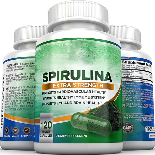 Spirulina 120 Capsules – Natural Superfood for Energy, Immunity & Detox